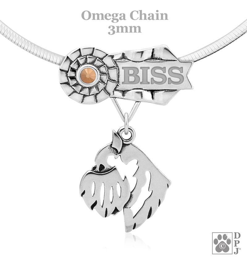 Brussels Griffon Rough, Head, Engravable Ribbon Charm Holder