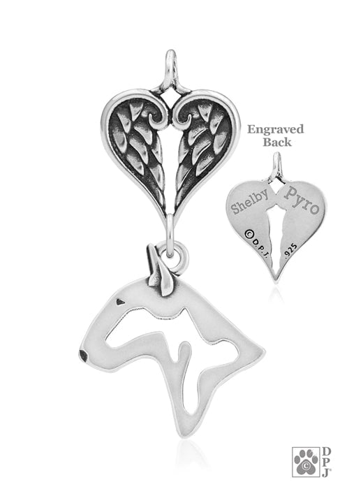 Bull Terrier, Head, with Engravable Healing Angels Pendant