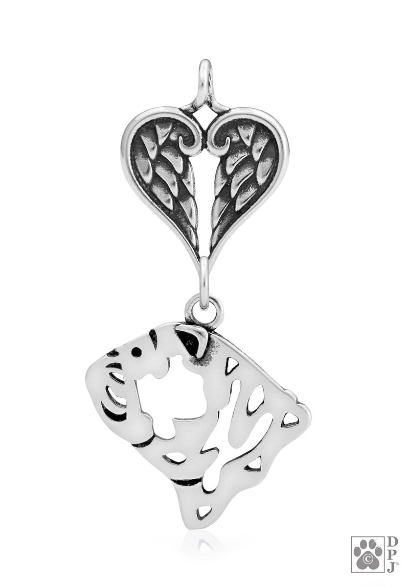 Bulldog, Head, with Engravable Healing Angels Pendant
