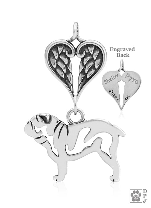 Bulldog, Body, with Engravable Healing Angels Pendant