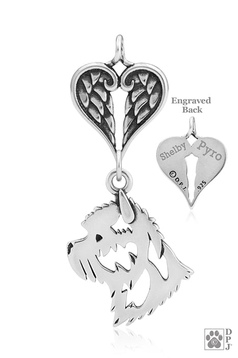 Cairn Terrier, Head, with Engravable Healing Angels Pendant