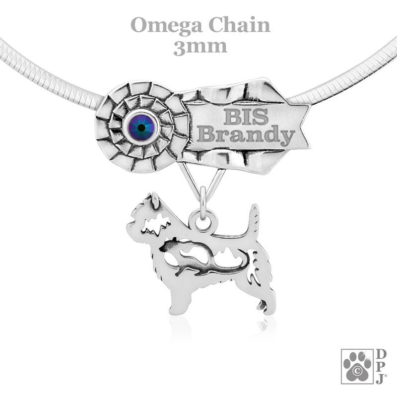 Cairn Terrier with Rat, Body, Engravable Ribbon Charm Holder