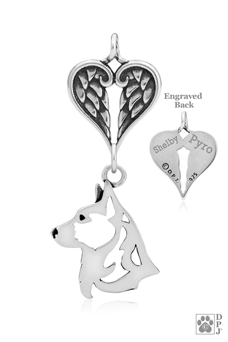 Cardigan Welsh Corgi, Head, with Engravable Healing Angels Pendant