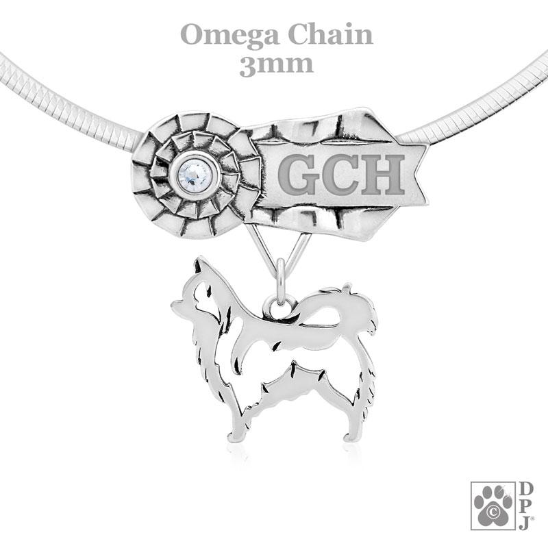 Chihuahua, Longhaired, Body, Engravable Ribbon Charm Holder