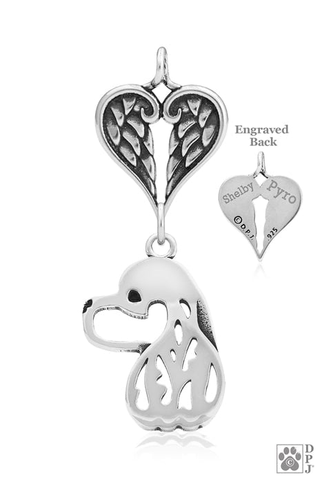 Cocker Spaniel, Head, with Engravable Healing Angels Pendant