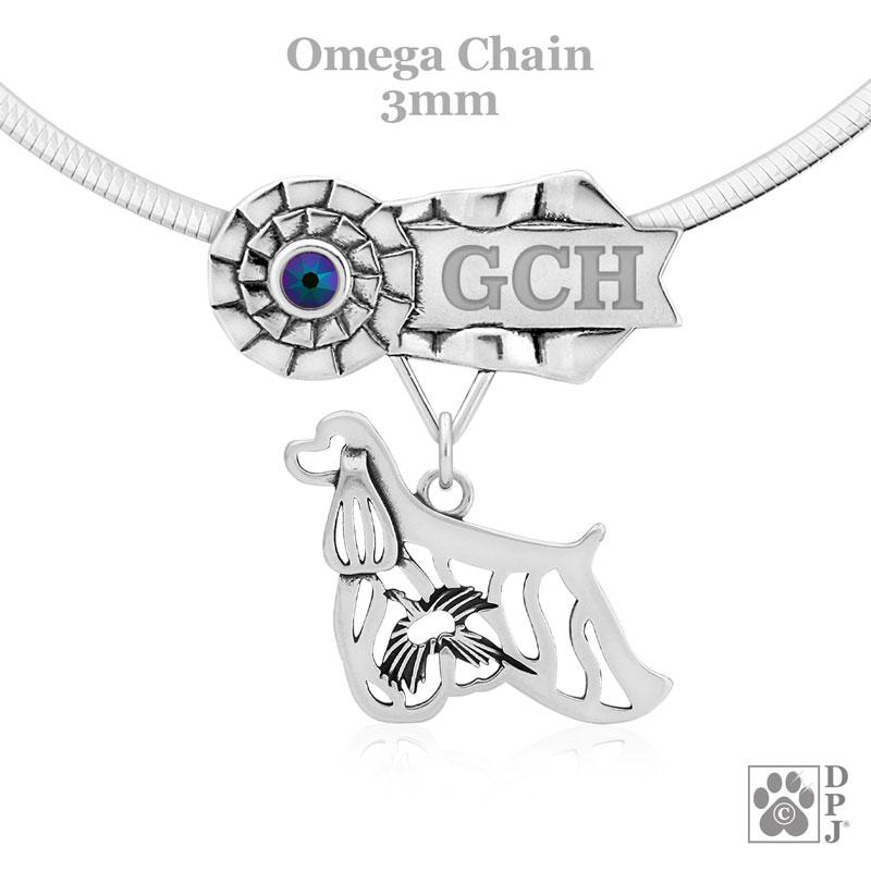 Cocker Spaniel with Pheasant, Body, Engravable Ribbon Charm Holder