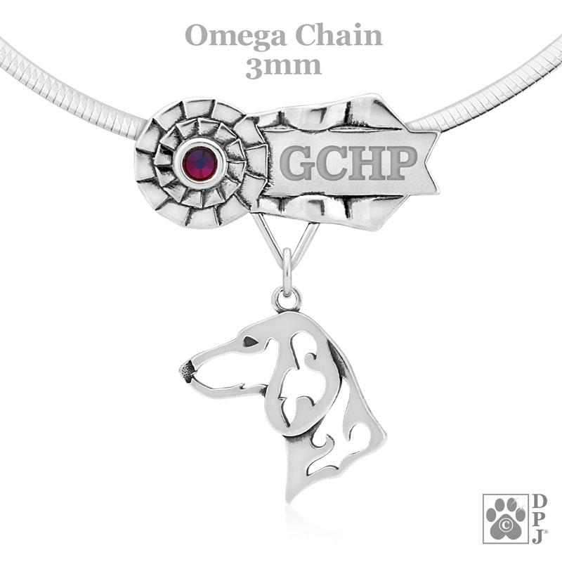 Dachshund, Smooth, Head, Engravable Ribbon Charm Holder