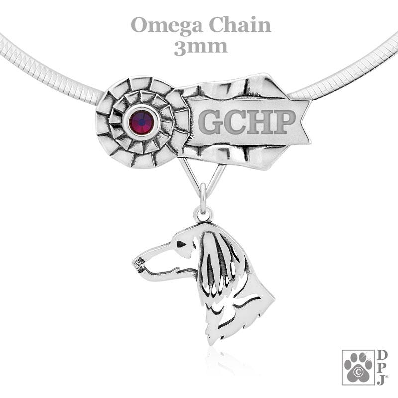 Dachshund, Longhaired, Head, Engravable Ribbon Charm Holder