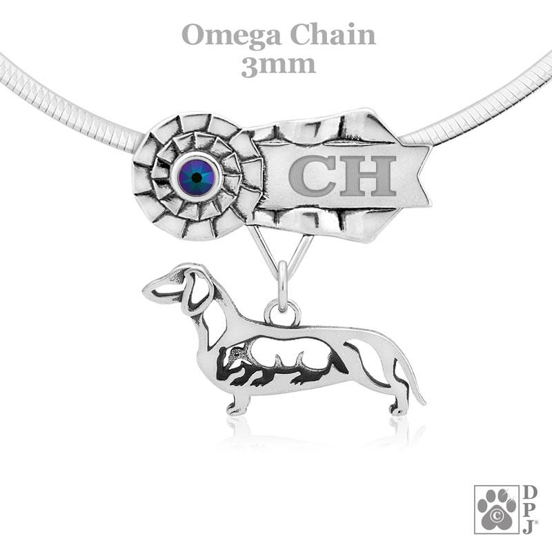 Dachshund with Badger, Smooth, Body, Engravable Ribbon Charm Holder