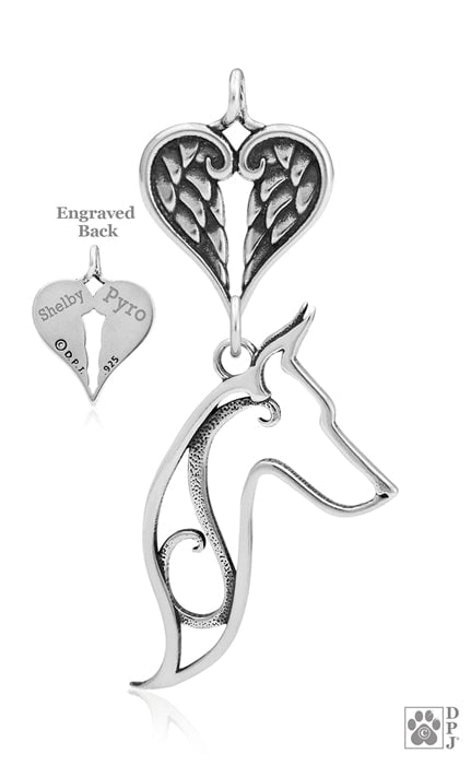 Doberman Pinscher, Head, with Engravable Healing Angels Pendant