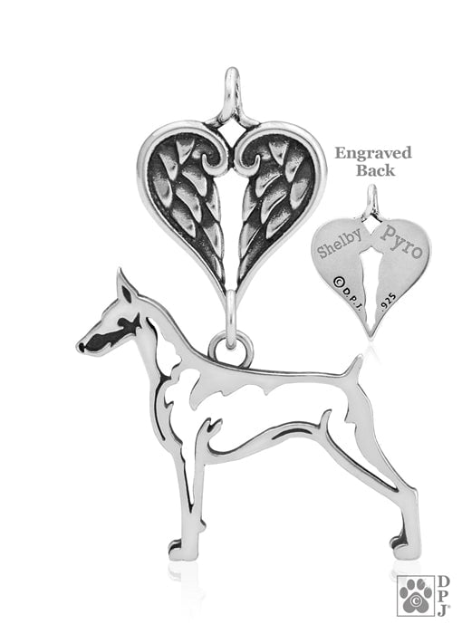 Doberman Pinscher, Body, with Engravable Healing Angels Pendant