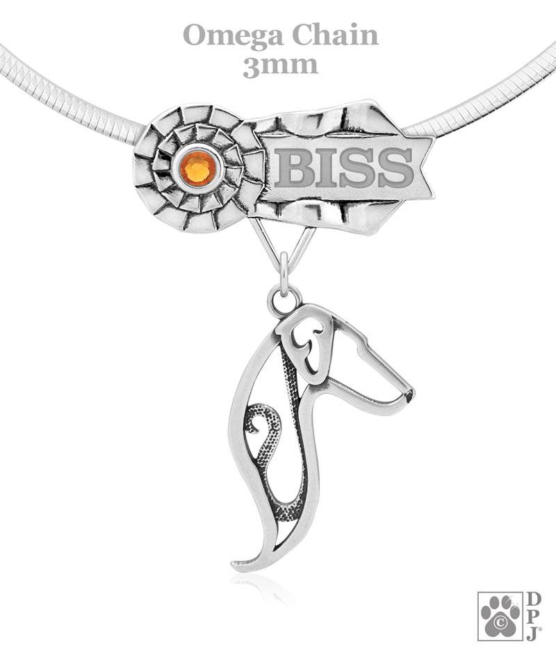 Doberman Pinscher, Natural Ears, Head, Engravable Ribbon Charm Holder