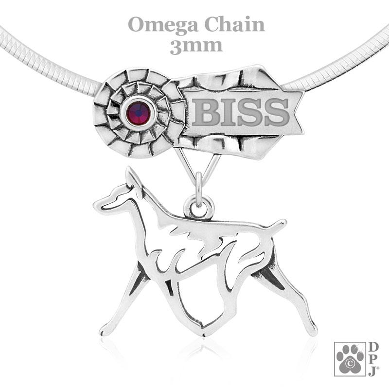 Doberman Pinscher, Gaiting, Body, Engravable Ribbon Charm Holder