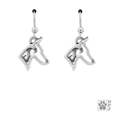 Doberman Pinscher Sterling Silver Petite Earrings