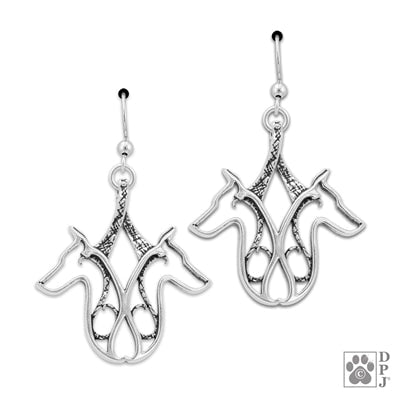 Doberman Pinscher Duo Sterling Silver Earrings