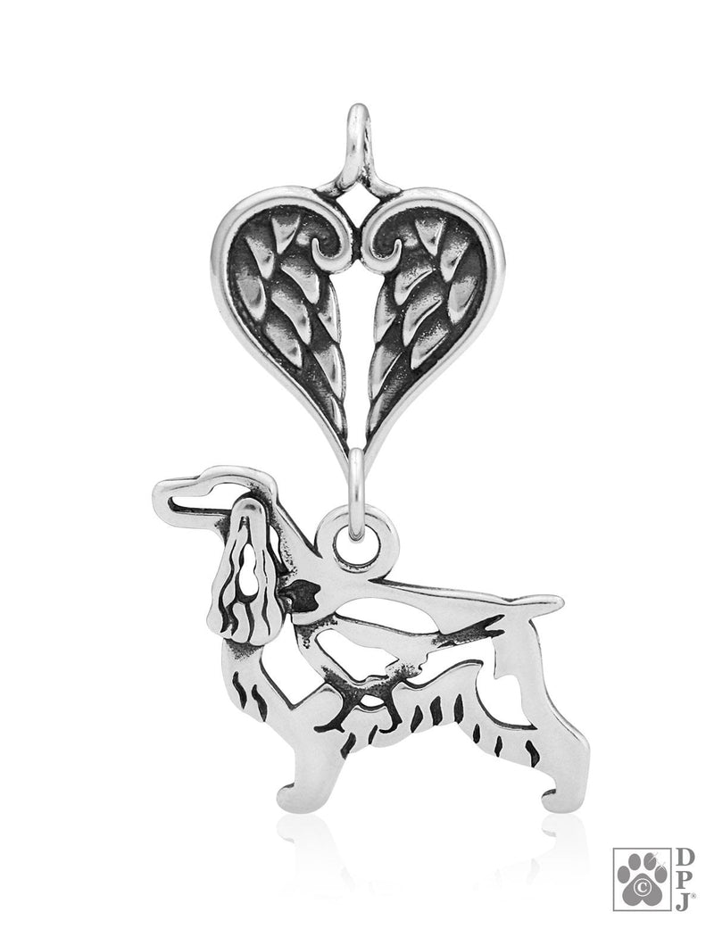 English Cocker Spaniel w/Pheasant, Body, with Engravable Healing Angels Pendant