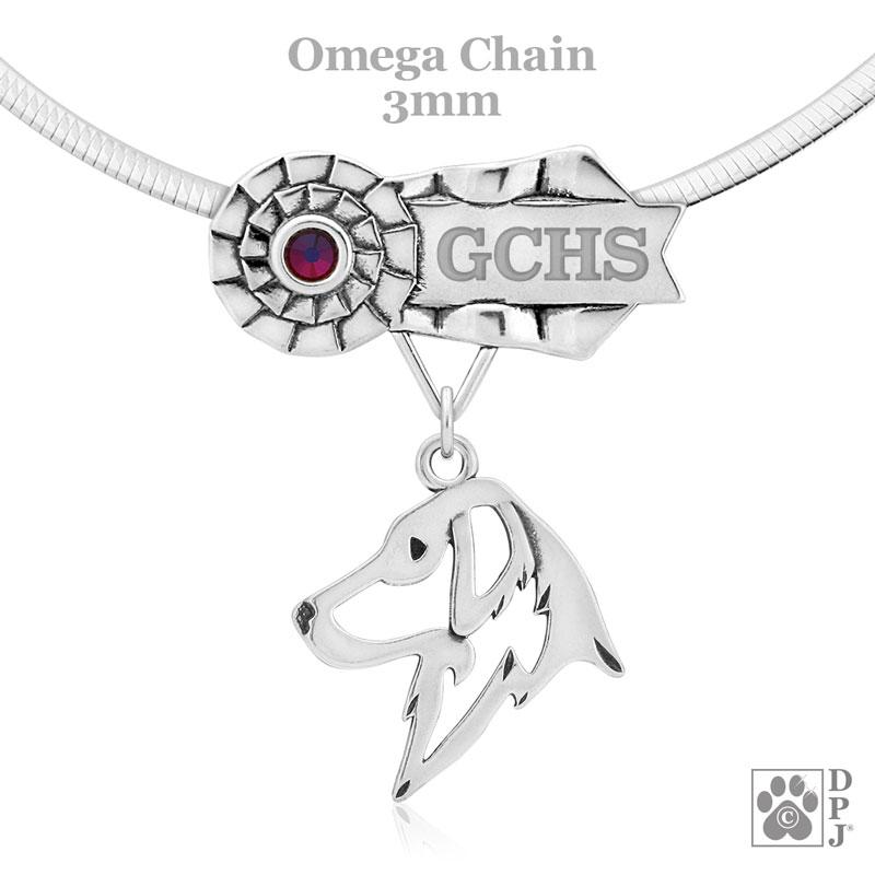 Flat-Coated Retriever, Head, Engravable Ribbon Charm Holder