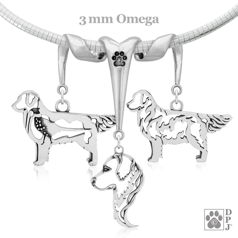 Golden Retriever, Triple Charm Holder, Necklace