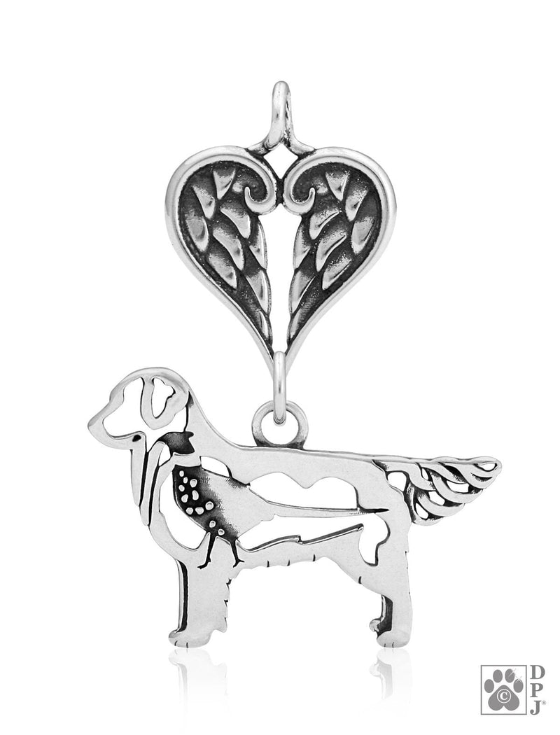 Golden Retriever w/Pheasant, Body, with Engravable Healing Angels Pendant