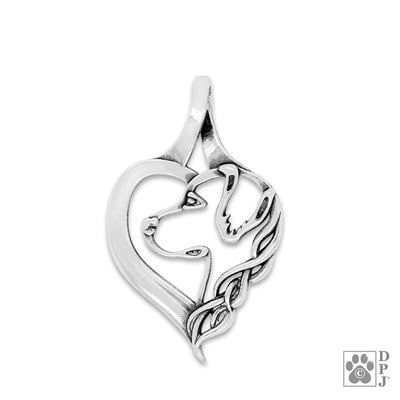 Golden Retriever Sterling Silver Heart Necklace