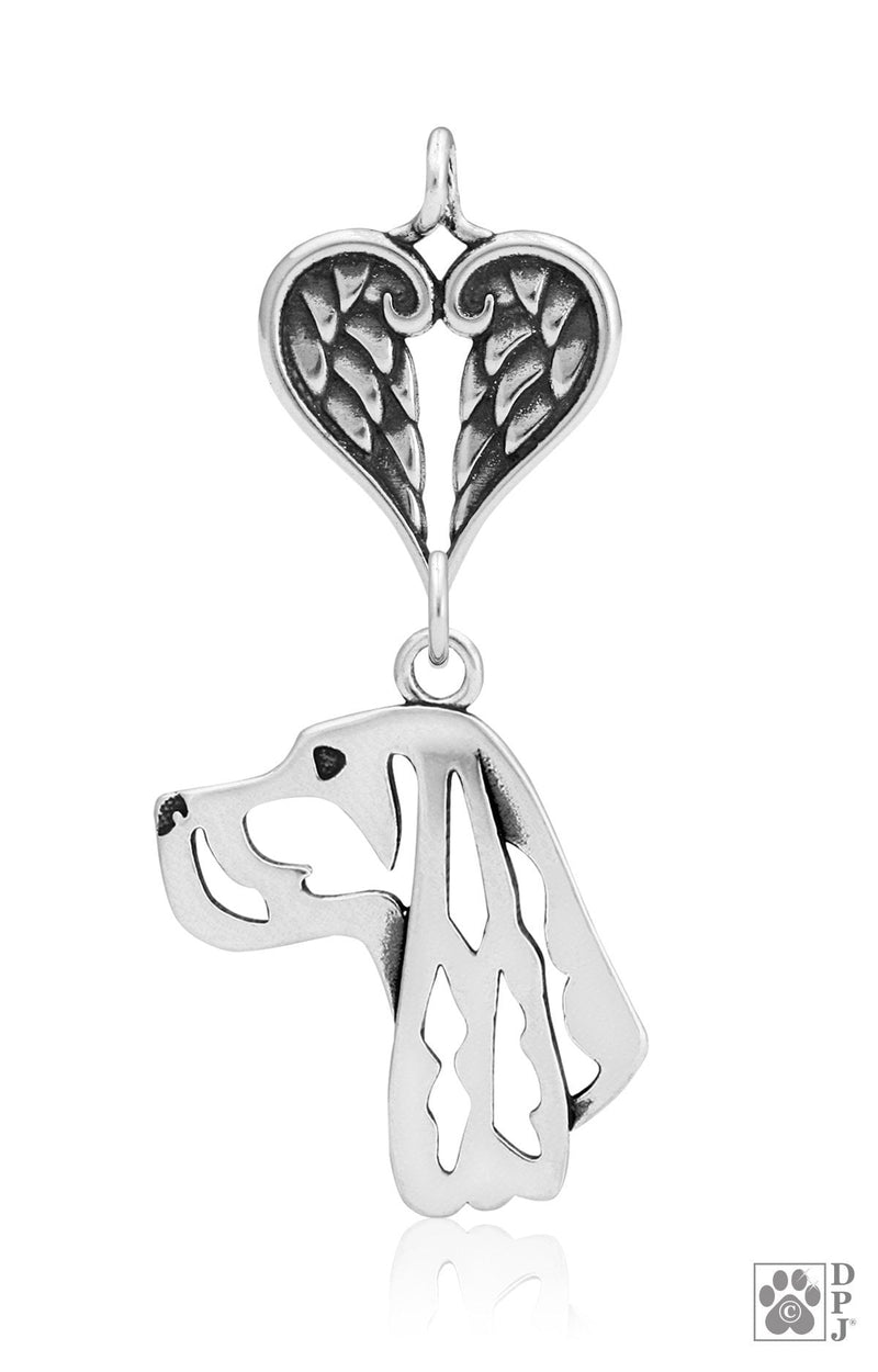 Gordon Setter, Head, with Engravable Healing Angels Pendant