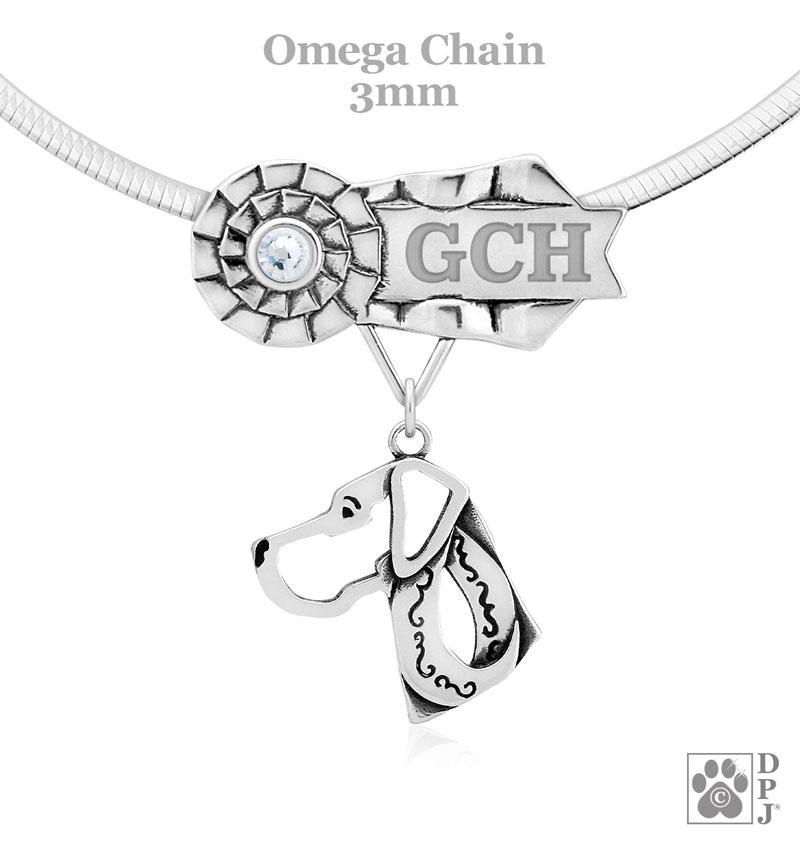 Great Dane, Natural Ears, Head, Engravable Ribbon Charm Holder