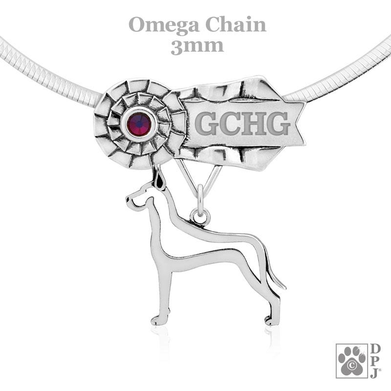 Great Dane, Cropped Ears, Body, Engravable Ribbon Charm Holder