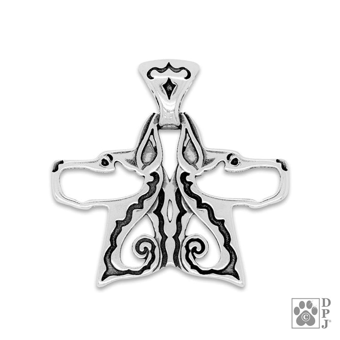 Double Great Dane Pendant Necklace