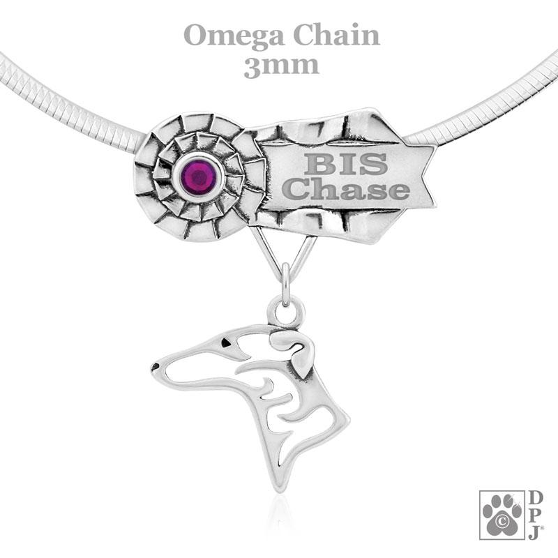 Greyhound, Head, Engravable Ribbon Charm Holder