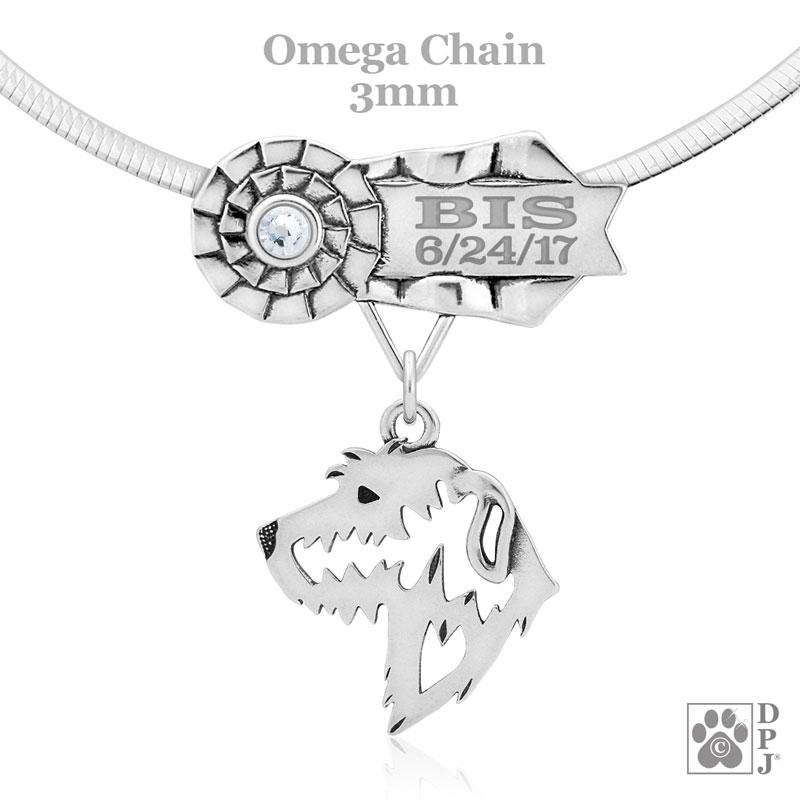 Irish Wolfhound, Head , Engravable Ribbon Charm Holder