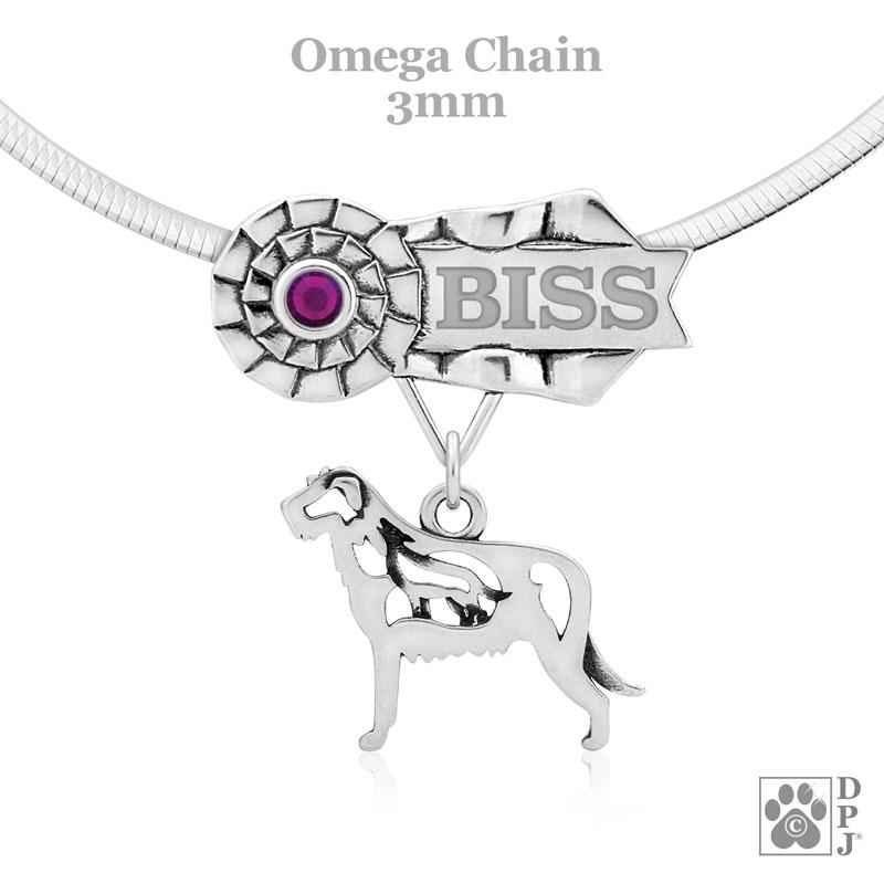 Irish Wolfhound with Wolf, Body, Engravable Ribbon Charm Holder