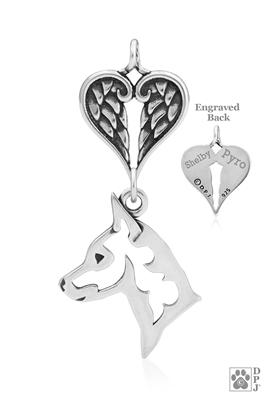 Miniature Pinscher, Head, with Engravable Healing Angels Pendant