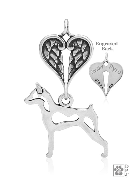 Miniature Pinscher, Body, with Engravable Healing Angels Pendant