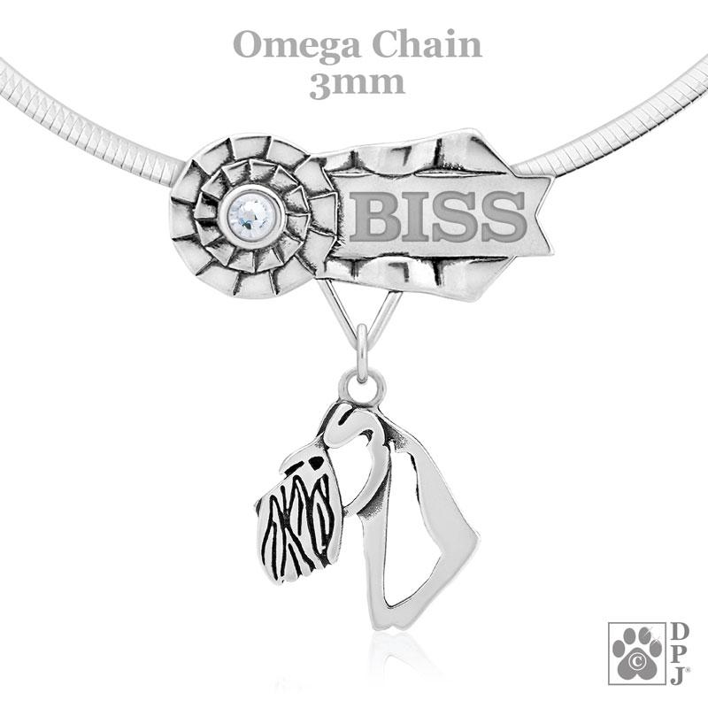 Schnauzer, Natural Ears, Head, Engravable Ribbon Charm Holder