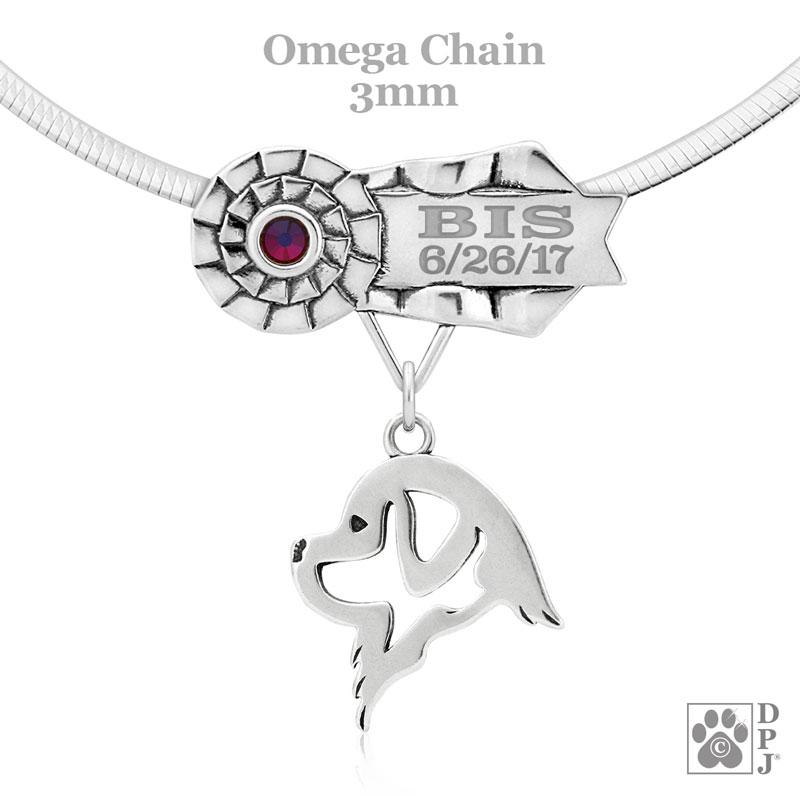 Newfoundland, Head, Engravable Ribbon Charm Holder