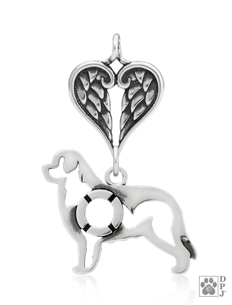 Newfoundland, Head, with Engravable Healing Angels Pendant