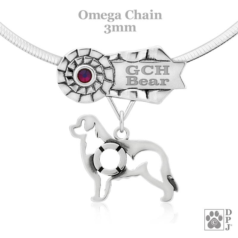 Newfoundland with Life Preserver, Body, Engravable Ribbon Charm Holder