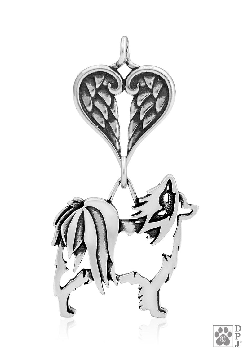 Papillon, w/Butterfly in ear, Body, with Engravable Healing Angels Pendant