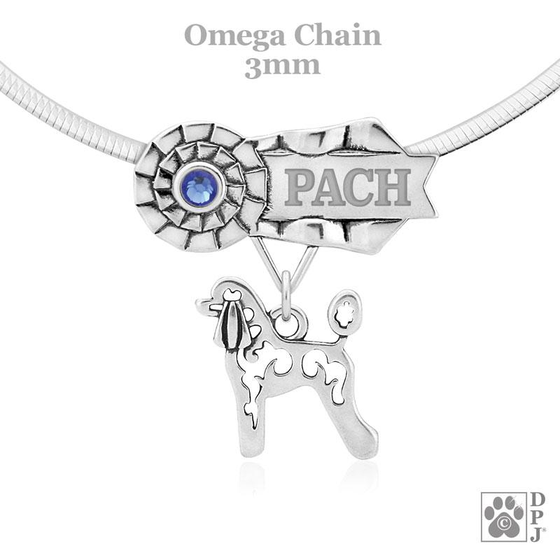 Poodle, Lamb Trim, Body, Engravable Ribbon Charm Holder