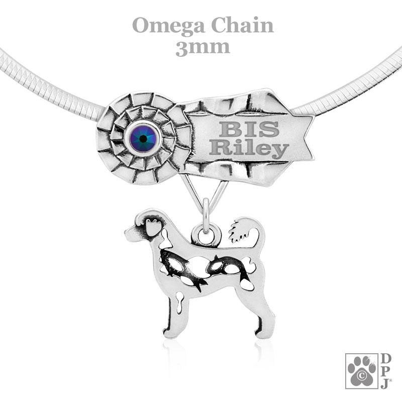 Portuguese Water Dog Retriever Cut, Body, Engravable Ribbon Charm Holder