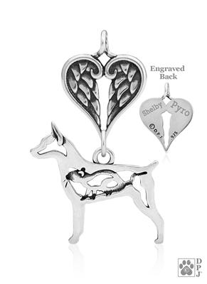 Rat Terrier w/Rat, Doc tail Body, with Engravable Healing Angels Pendant