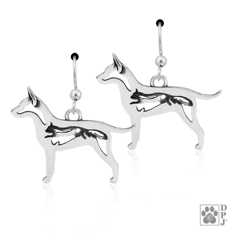 Rat Terrier w/Squirrel, Long tail Body, Earring