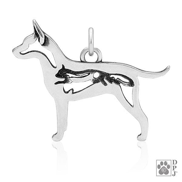 Rat Terrier w/Squirrel, Long tail Body, Pendant