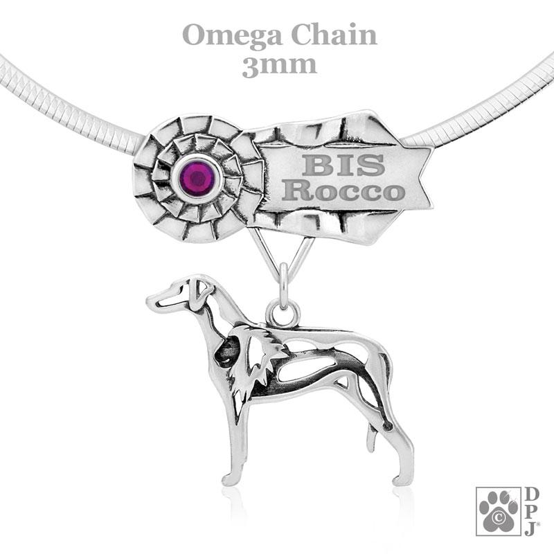 Rhodesian Ridgeback with Lion Body, Engravable Ribbon Charm Holder