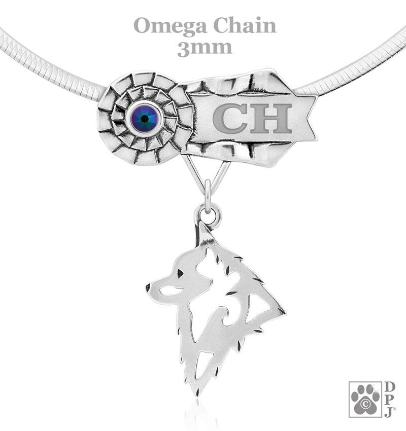 Schipperke, Head, Engravable Ribbon Charm Holder