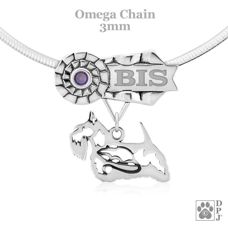 Scottish Terrier with Rat, Body, Engravable Ribbon Charm Holder