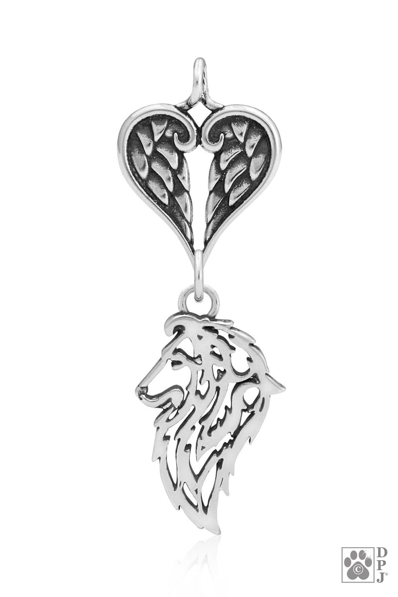 Shetland Sheepdog, Head, with Engravable Healing Angels Pendant