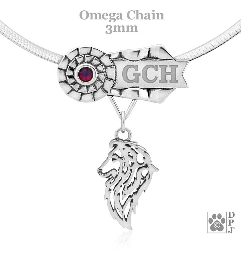 Shetland Sheepdog, Head, Engravable Ribbon Charm Holder