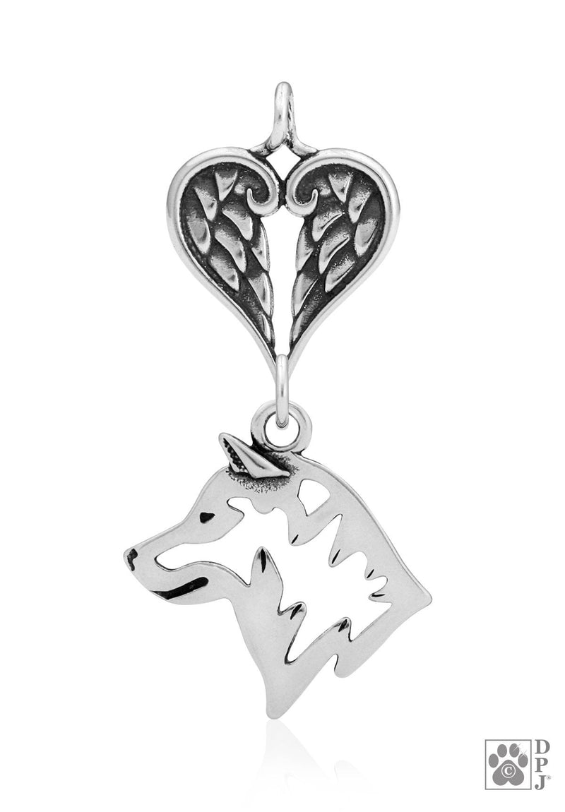 Shiba Inu, Head, with Engravable Healing Angels Pendant