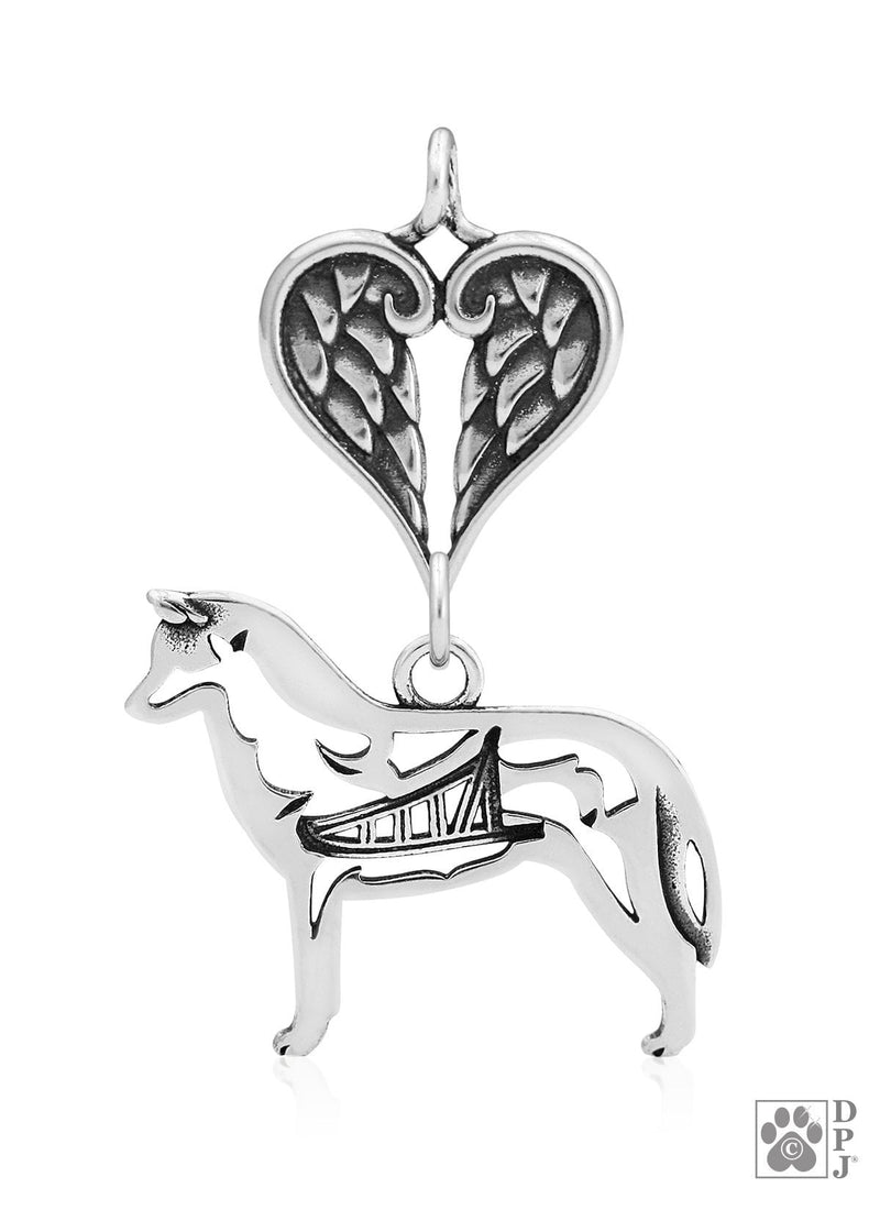 Siberian Husky w/Sled, Body, with Engravable Healing Angels Pendant